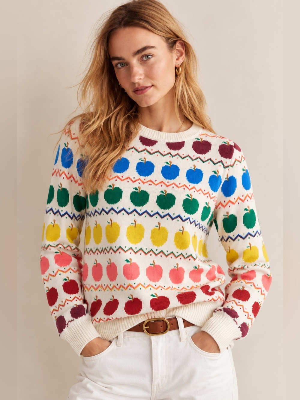 Rare Boden Edie Fair Isle Apple Sweater – Size L